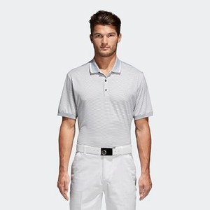 Mens Golf Adipure Heather Stripe Polo Shirt [아디다스 티셔츠] Clear Onix (BC1983)