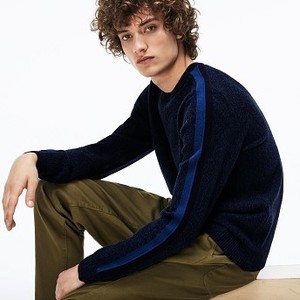 Mens Made In France Crew Neck Contrast Band Jersey Sweater [라코스테 스웨터] (AH9163-51)