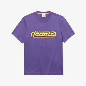 남여공용 LIVE Signature Cotton T-Shirt [라코스테 반팔,폴로티] Purple/White-2U3 (Selected colour) (TH8100-51)