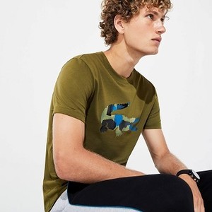 Mens SPORT Camo Crocodile Print Jersey T-shirt [라코스테 반팔,폴로티] Khaki Green/Khaki Green/Blue/Black/Grey Chine-28X (TH8449-51)
