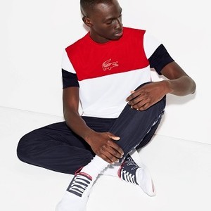 Mens SPORT Technnical Pique T-shirt [라코스테 반팔,폴로티] Red/White/Navy Blue-YY2 (Selected colour) (TH3421-51)