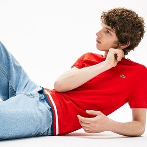 Mens Made In France Petit Pique T-shirt [라코스테 반팔,폴로티] Red/Blue/White-862 (Selected colour) (TH4318-51)