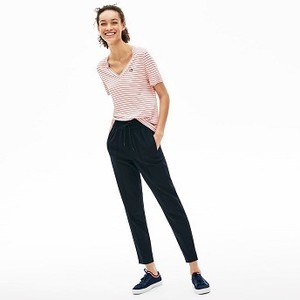 Womens V-neck Jersey T-shirt [라코스테 반팔,폴로티] Light Pink/Navy Blue-7LQ (Selected colour) (TF3910-51)