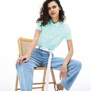 Womens Slim Fit Stretch Polo Shirt [라코스테 반팔,폴로티] Light Blue/White-7MF (Selected colour) (PF3902-51)