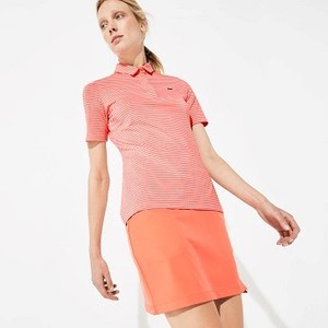 Womens SPORT Snap Neck Striped Technical Golf Polo [라코스테 반팔,폴로티] Pink/Red-A0X (Selected colour) (PF3449-51)