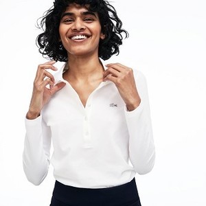 Womens Slim Fit Stretch Mini Pique Polo Shirt [라코스테 반팔,폴로티] White-001 (Selected colour) (PF7841-51)