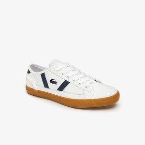 Womens Sideline Leather Sneakers [라코스테 운동화] WHITE/NAVY-042 (Selected colour) (38CFA0038)
