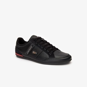 Mens Chaymon Leather Sneakers [라코스테 운동화] BLACK/RED-1B5 (Selected colour) (38CMA0070)