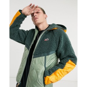 [해외]Nike Heritage Essentials Winter fleece paneled zip-through hooded jacket in green [나이키자켓] Green (1751595)