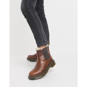 [해외]Dr Martens 2976 Leonore fur lined chelsea boots in brown [닥터마틴] Butterscotch orleans (1687353)