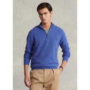 [해외] 랄프로렌 Mesh Knit Cotton Quarter Zip Sweater 625258_Maidstone_Blue_Maidstone_Blue
