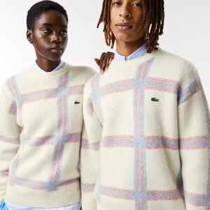 [해외] 라코스테 Unisex Relaxed Fit Tartan Pattern Wool Blend Sweater AH0487_7D1
