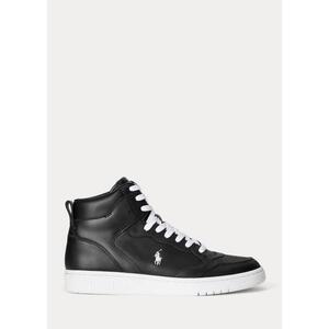 [해외] 랄프로렌 Court Leather High Top Sneaker 631786_Black/White_Black/White