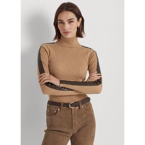 [해외] 랄프로렌 Faux Leather Trim Turtleneck Sweater 630830_Camel/Chocolate_Camel/Chocolate