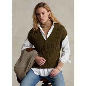 [해외] 랄프로렌 Aran Knit V Neck Sweater Vest 626920_Olive_Donegal_Olive_Donegal