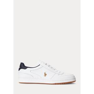 [해외] 랄프로렌 Court Leather Low Top Sneaker 621772_White/Navy_White/Navy